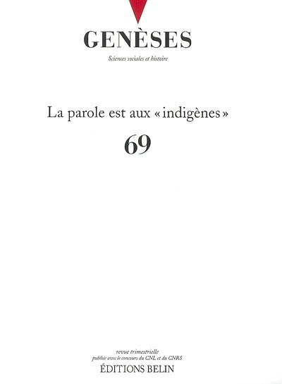 Couverture_Genèses, n°69. La parole est aux indigènes