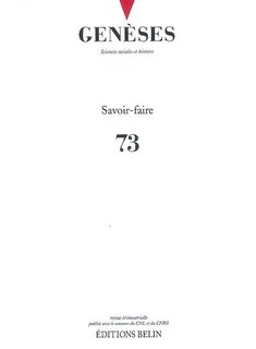 Couverture_Genèses, n°73. Savoir-faire