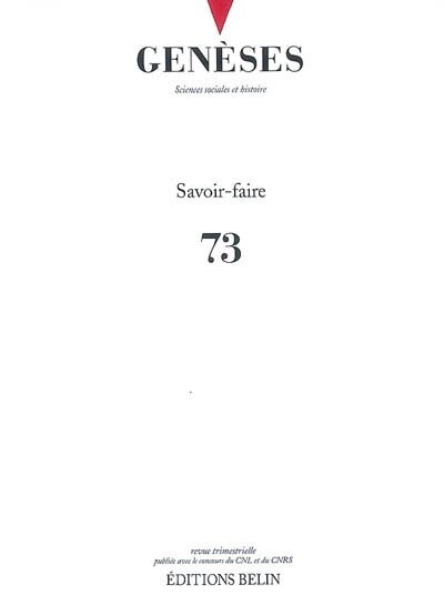 Couverture_Genèses, n°73. Savoir-faire