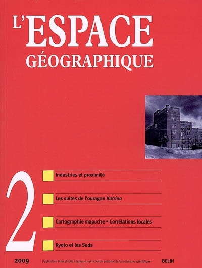 Couverture_Espace géographique, n°2 (2009)