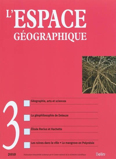 Couverture_Espace géographique, n°3(2010)