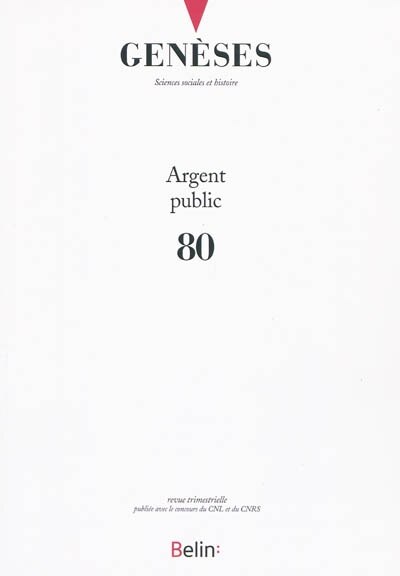 Couverture_Genèses, n°80. Argent public