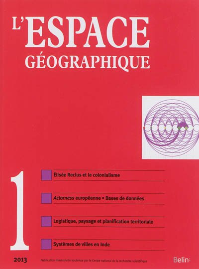 Couverture_Espace géographique, n°1 (2013)