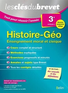 Couverture_Histoire géo, enseignement moral et civique 3e, cycle 4 : nouveau programme collège