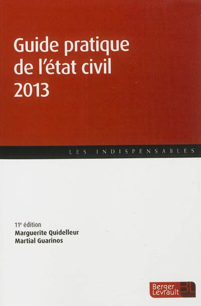Front cover_Guide pratique de l'état civil 2013