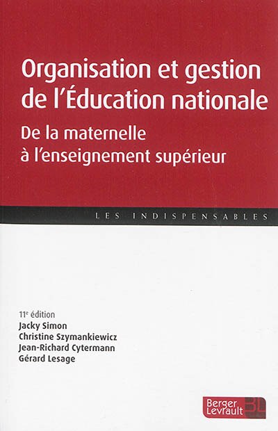 Front cover_Organisation et gestion de l'Education nationale