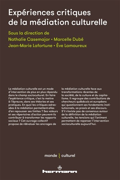 Couverture_Expériences critiques de la médiation culturelle