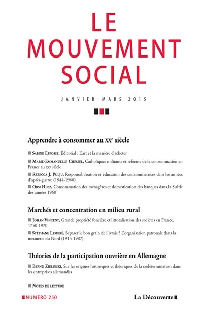 Couverture_Mouvement social (Le), n&deg;250