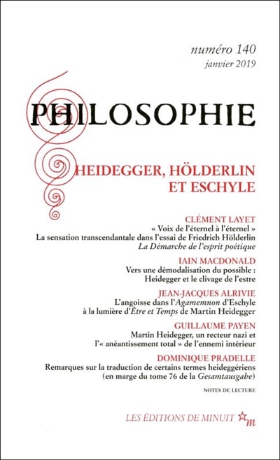 Couverture_Philosophie, n&deg;140. Heidegger, H&ouml;lderlin et Eschyle
