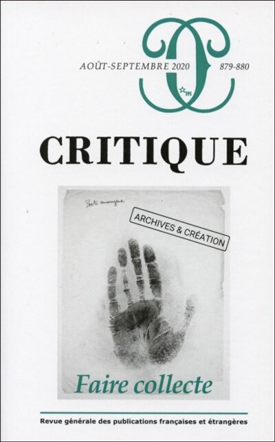 Front cover_Critique, n°879-880. Faire collecte : archives & création