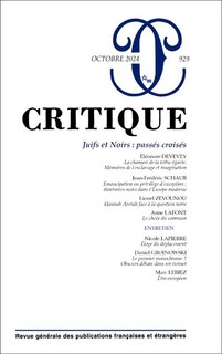 Front cover_Critique, n°929. Juifs et Noirs : passés croisés