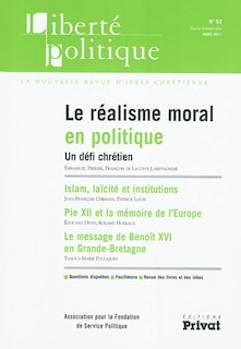 Front cover_Liberté politique, n°52. Le réalisme moral en politique