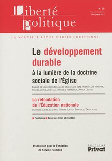 Front cover_Liberté politique, n°58. Le développement durable à la lumière de la doctrine sociale de l'Eglise