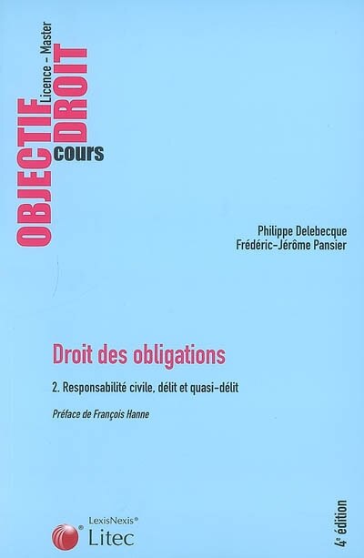 Couverture_Droit des obligations, Vol. 2. Responsabilité civile, délit et quasi-délit
