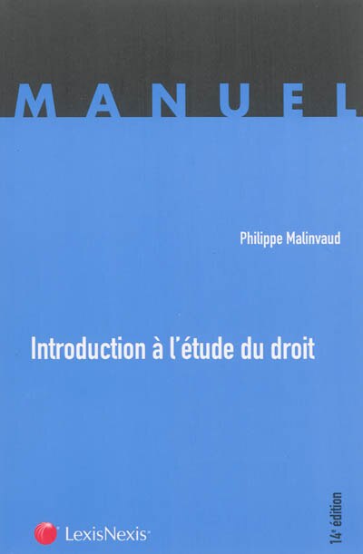 Front cover_Introduction à l'étude du droit