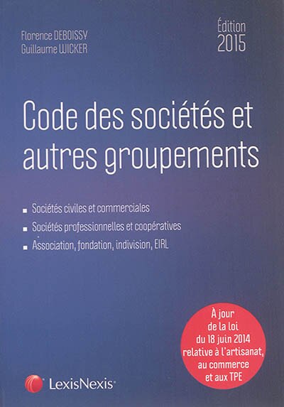 Front cover_Code des sociétés et autres groupements 2015