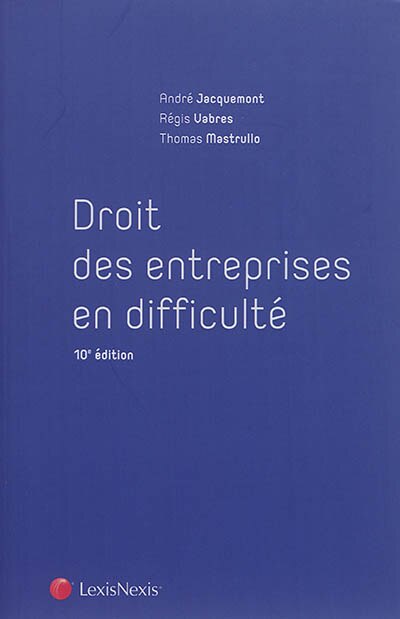Front cover_Droit des entreprises en difficulté
