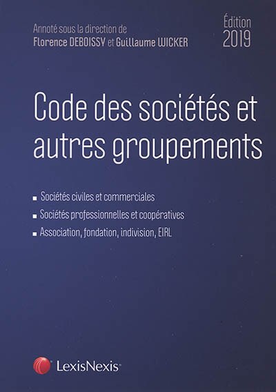 Couverture_Code des sociétés et autres groupements, édition 2019