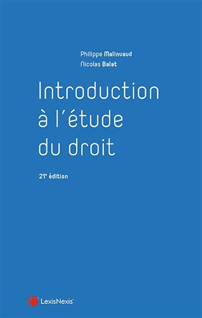 Front cover_Introduction à l'étude du droit