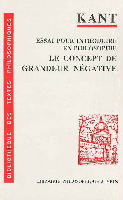Front cover_Essai pour introduire en philosophie le concept de grandeur négative