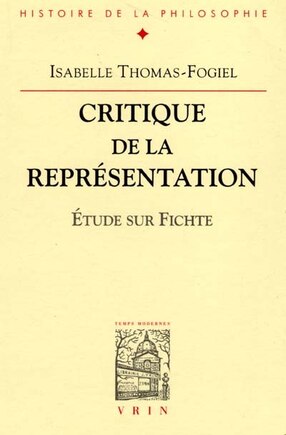 Critique de la representation: Etude sur Fichte