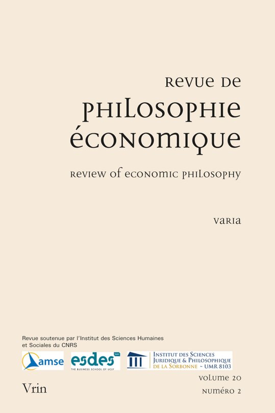 Front cover_Revue de philo. économique, v. 20, no 02