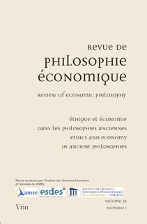 Front cover_Revue de philo. économique, v. 23, no 01