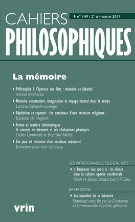 Cahiers philosophiques, no 149: Mémoire (La)