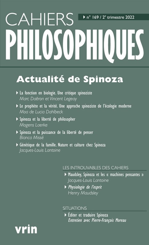 Cahiers philosophiques, no 169: Actualité de Spinoza