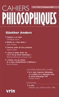 Couverture_Cahiers philosophiques, n&deg;170. G&uuml;nther Anders