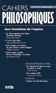 Couverture_Cahiers philosophiques, n°172. Aux frontières de l'espèce
