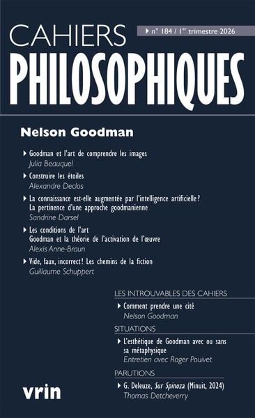 Front cover_Cahiers philosophiques, n&deg;184. Nelson Goodman