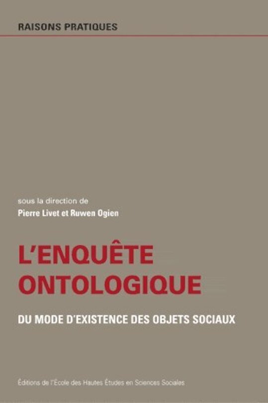 Front cover_L'enquête ontologique : du mode d'existence des objets sociaux