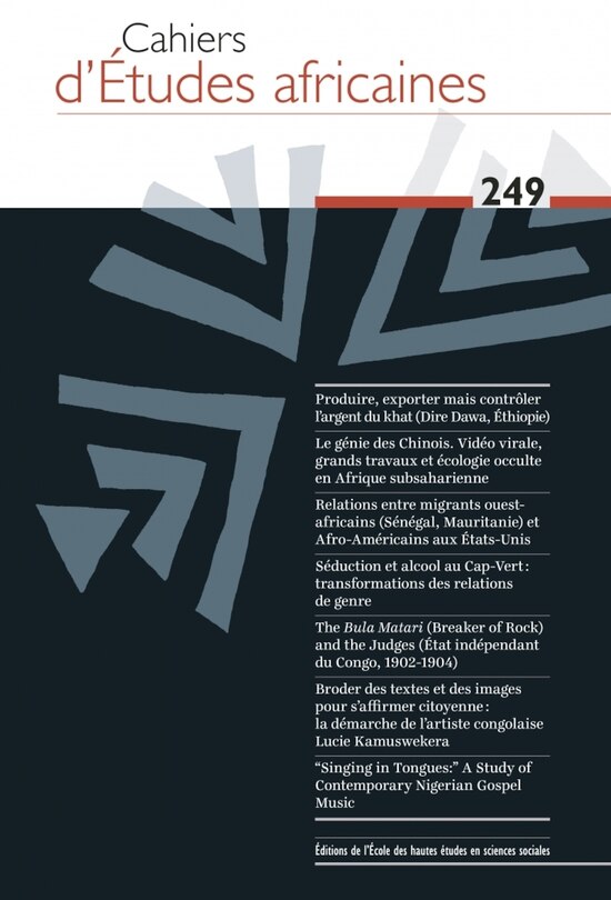 Front cover_Cahiers d'études africaines, no 249