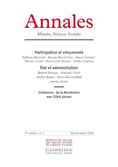 Front cover_Annales, n°1 (2024). Participation et citoyenneté : déchiffrer les cahiers de doléances : source, contextes et propositions d'économie politique (département de la Somme, 2018-2019) ; Etat et administration