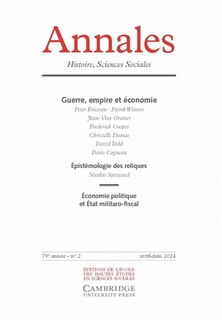 Couverture_Annales, n°2 (2024). Guerre, empire et économie ; Epistémologie des reliques