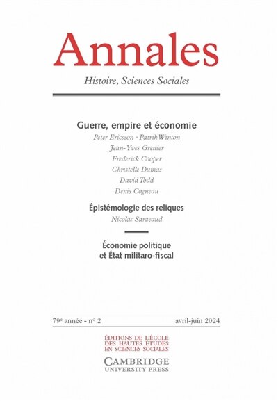 Couverture_Annales, n°2 (2024). Guerre, empire et économie ; Epistémologie des reliques