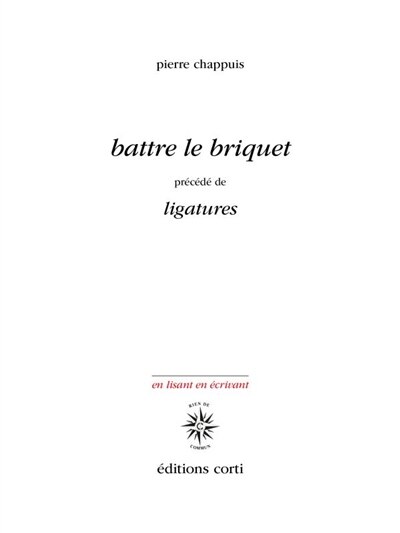 Front cover_Battre le briquet ; Ligatures