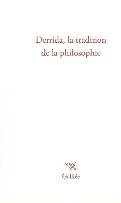Front cover_Derrida, la tradition de la philosophie