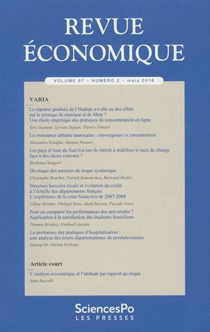 Front cover_Revue économique, n°67-2
