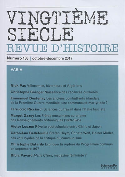 Couverture_Vingti&egrave;me si&egrave;cle 136, octobre-d&eacute;cembre 2017