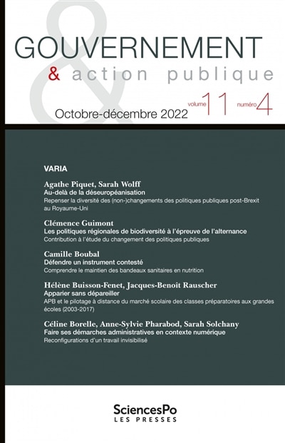 Couverture_Gouvernement & action publique, n&deg;11-4