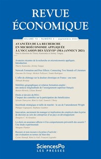 Front cover_Revue économique 73-5, septembre 2022