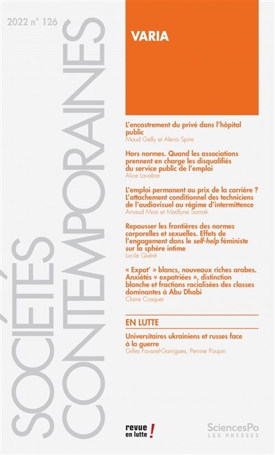 Couverture_Soci&eacute;t&eacute;s contemporaines, n&deg;126. Varia