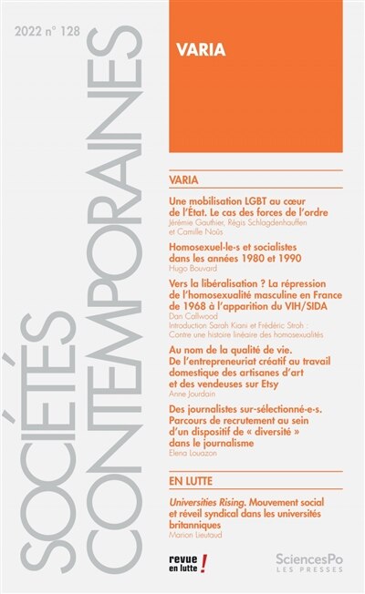 Couverture_Soci&eacute;t&eacute;s contemporaines, n&deg;128. Varia