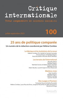 Couverture_Critique internationale, n&deg;100. 25 ans de politique compar&eacute;e