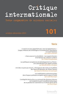 Couverture_Critique internationale, n&deg;101. Varia