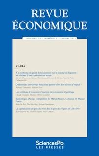 Front cover_Revue économique, n°74-1. Varia