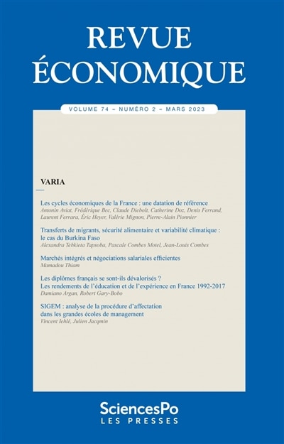 Front cover_Revue économique, 74-2
