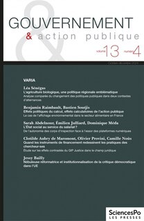 Couverture_Gouvernement & action publique, n&deg;13-4. Varia